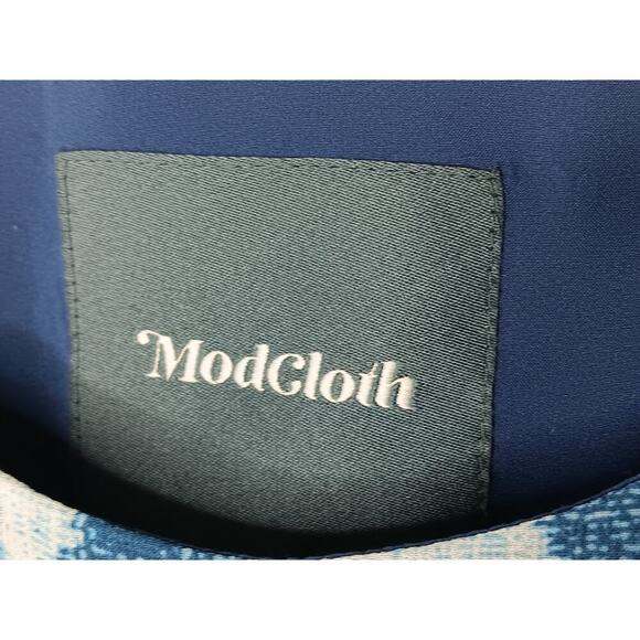 ModCloth Blue White Sleeveless Fit & Flare Dress Size M Medium Lined - Picture 10 of 13